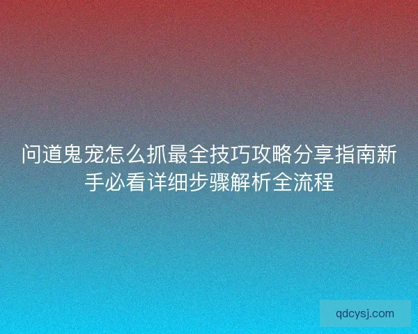 问道鬼宠怎么抓最全技巧攻略分享指南新手必看详细步骤解析全流程