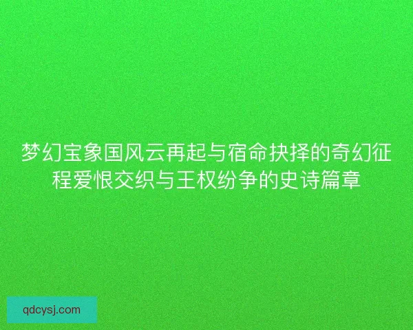 梦幻宝象国风云再起与宿命抉择的奇幻征程爱恨交织与王权纷争的史诗篇章